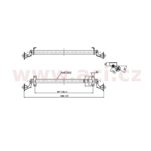 NÁPRAVA AL-KO COMPACT UBR 700-5 (750 KG) ROZTEČ PATEK 1150 MM (4X100) ORIGINÁL