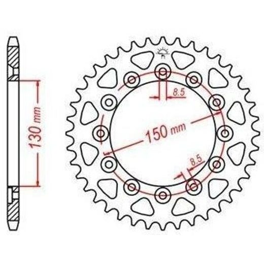 OCEĽOVÁ ROZETA PRE SEKUNDÁRNE REŤAZY TYPU 520, JT - ANGLICKO (45 ZUBOV)