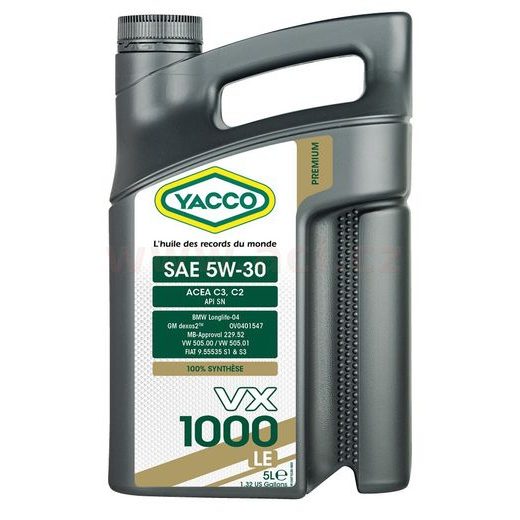 MOTOROVÝ OLEJ YACCO VX 1000 LE 5W30, 5 L