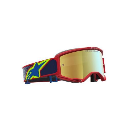OKULIARE VISION 5 DRAG, ALPINESTARS (ČERVENÁ/MODRÁ/ŽLUTÁ FLUO, ZRKADLOVÉ ZLATÉ PLEXI) 2027