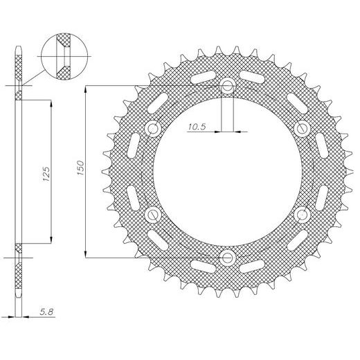 OCEĽOVÁ ROZETA PRE SEKUNDÁRNE REŤAZY TYPU 520, BRAKING (52 ZUBOV)