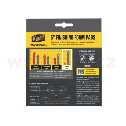 MEGUIAR'S PROFESSIONAL FINISHING FOAM PADS (6“) PĚNOVÉ FINIŠOVACÍ KOTÚČE, PRIEMER 6", 2 KUSY