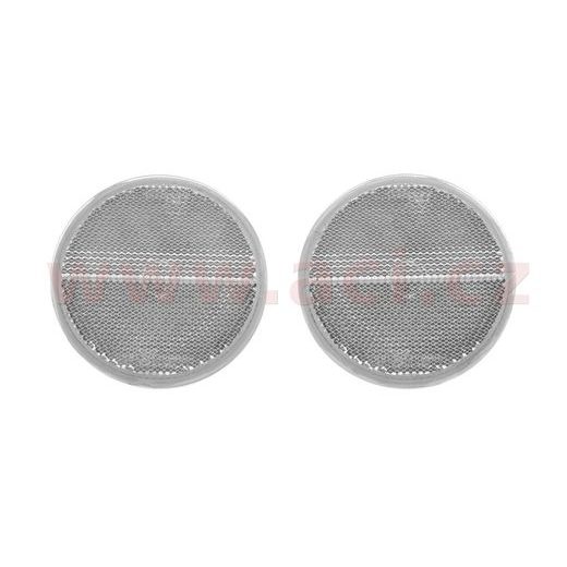 UNIVERZÁLNÍ ODRAZKA KULATÁ, PLASTOVÝ DRŽÁK SE ŠROUBEM M5, BÍLÁ (PRŮMĚR 78 MM) 2 KS