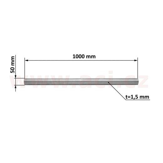 UNIVERZÁLNÍ ROURA VÝFUKU 1 M NEREZ, VNĚJŠÍ PRŮMĚR 50 MM, TL. 1,5 MM TYLL