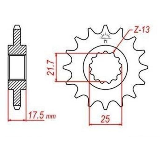 REŤAZOVÉ KOLIESKO PRE SEKUNDÁRNE REŤAZY TYPU 525, JT - ANGLICKO (14 ZUBOV)