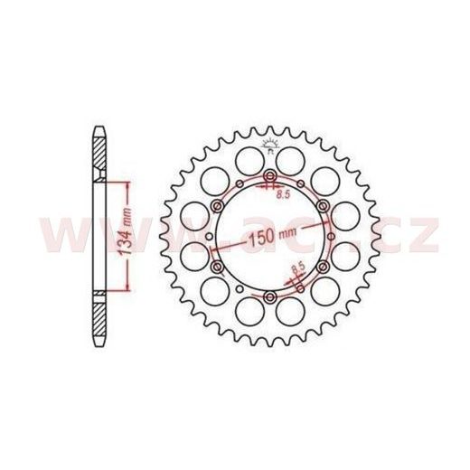 DURALOVÁ ROZETA PRE SEKUNDÁRNE REŤAZY TYPU 520, Q-TECH (STRIEBORNÝ ELOX, 50 ZUBOV)