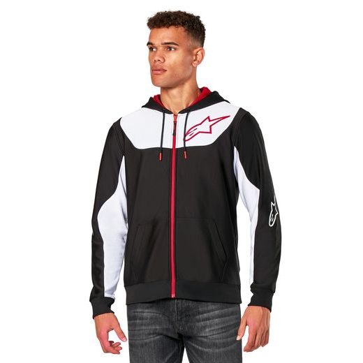 MIKINA SESSIONS 3 HOODIE, ALPINESTARS (ČERNÁ/BÍLÁ/ČERVENÁ)