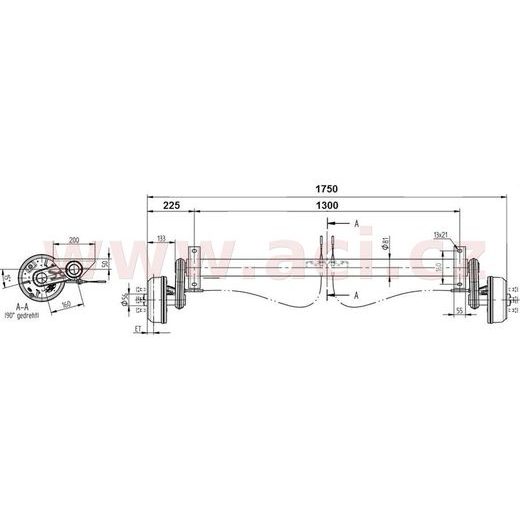 NÁPRAVA KNOTT GB 13 (1350 KG) ROZTEČ PATEK 1300 MM (4X100) ORIGINÁL