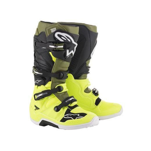 TOPÁNKY TECH 7, ALPINESTARS (ŽLTÁ FLUO/VOJENSKÁ ZELENÁ/ČERNÁ)