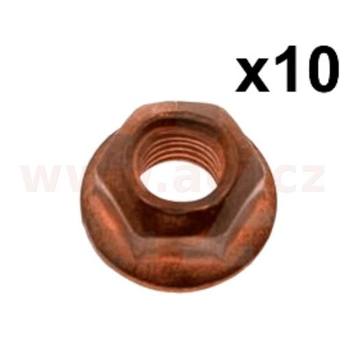 MĚDĚNÁ SAMOJISTÍCÍ MATICE M8X1,25 K ŠROUBU VÝFUKU - 10 KS