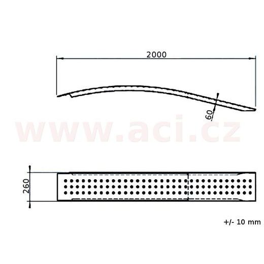 NÁJEZD HLINÍKOVÝ 2000/260 MM PROHNUTÝ (1000 KG NA PÁR) 1KS