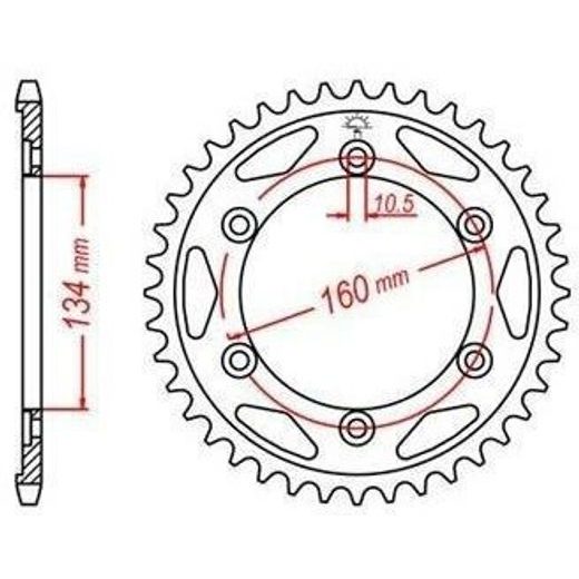 OCEĽOVÁ ROZETA PRE SEKUNDÁRNE REŤAZY TYPU 530, JT - ANGLICKO (43 ZUBOV)