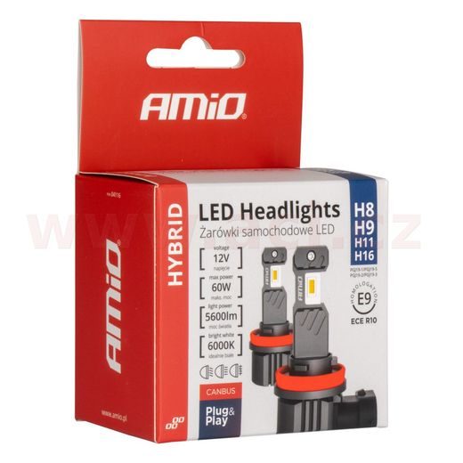 LED H8/H9/H11/H16 60W - BÍLÁ (PATICE PGJ 19-5), SADA 2 KS