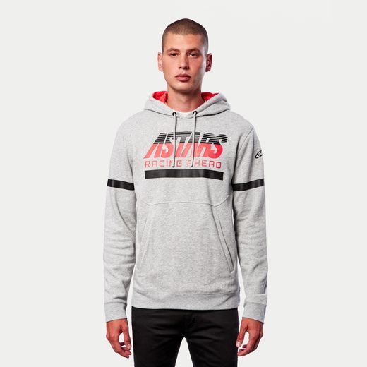 MIKINA CLUB HOODIE, ALPINESTARS (ŠEDÁ/ČERNÁ/ČERVENÁ)
