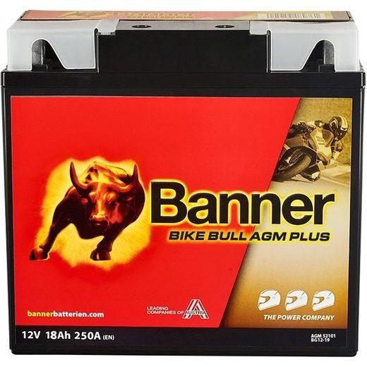 BATERIE AGM PLUS 12V, BG12-19, 18AH, 250A, BANNER BIKE BULL AGM PLUS 181X76X173