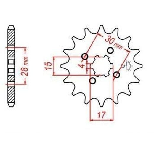 REŤAZOVÉ KOLIESKO PRE SEKUNDÁRNE REŤAZY TYPU 420, JT - ANGLICKO (15 ZUBOV)