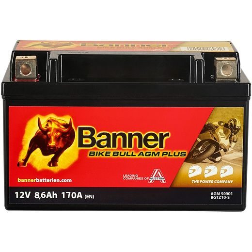 BATERIE AGM PLUS 12V, BGTZ10-S, 8,6AH, 170A, BANNER BIKE BULL AGM PLUS 150X86X94