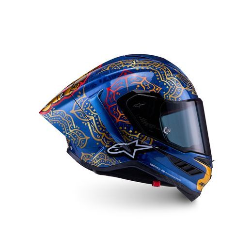 PRILBA SUPERTECH R10 MARTHAINATOR LIMITOVANÁ EDÍCIA JORGE MARTIN, ALPINESTARS (MODRÁ PERLEŤ/ZLATÁ/ČERVENÁ) 2026