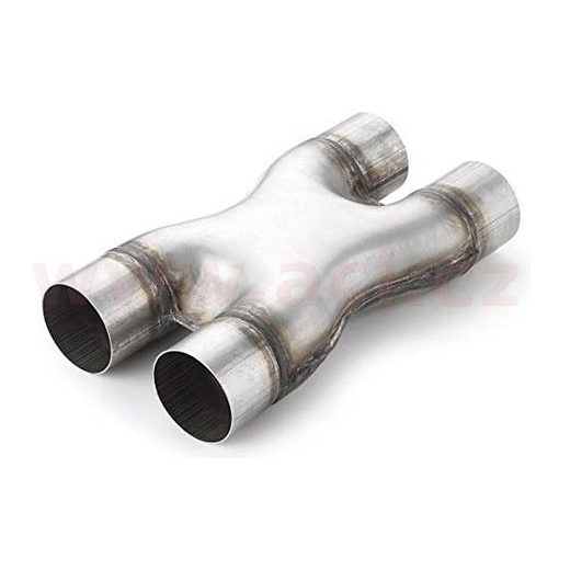 UNIVERZÁLNÍ DVOJITÁ TRUBKA VÝFUKU TVARU X, VNITŘNÍ PRŮMĚR 55MM NEREZ