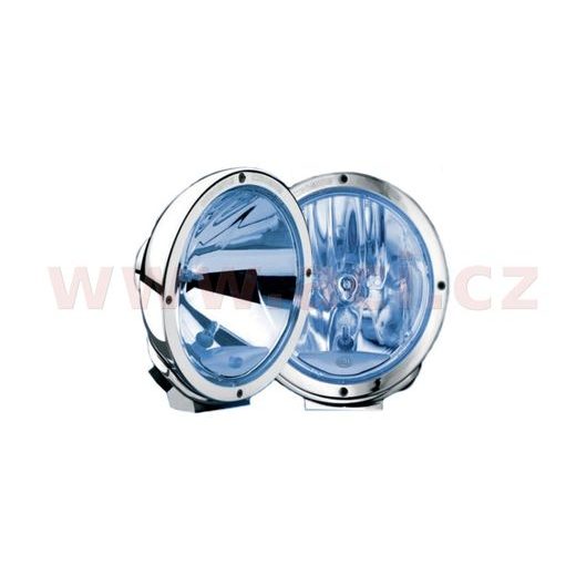 PŘÍDAVNÉ SVĚTLO DÁLKOVÉ S OBRYSOVÝM SVĚTLEM S KRYTKOU KRUHOVÉ CHROMOVÉ ČIRÉ MODRÁ OPTIKA (PRŮMĚR 224 MM) LUMINATOR CHROMIUM BLUE H