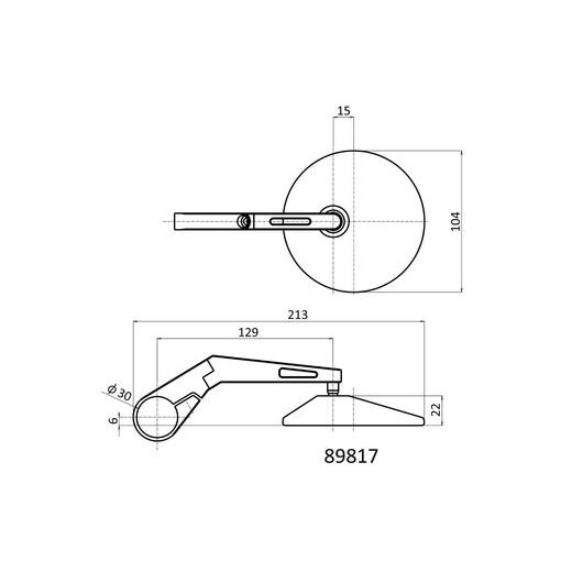 SPÄTNÉ ZRKADLO UNIVERZÁLNY DO KONCOV RIADIDIEL D-MIRROR-10 DLHÉ (SADA 2 KS), DAYTONA