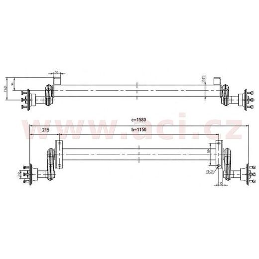 NÁPRAVA KNOTT G 13 (1300 KG) ROZTEČ PATEK 1150 MM, STŘEDNÍ PATKY (4X100) ORIGINÁL
