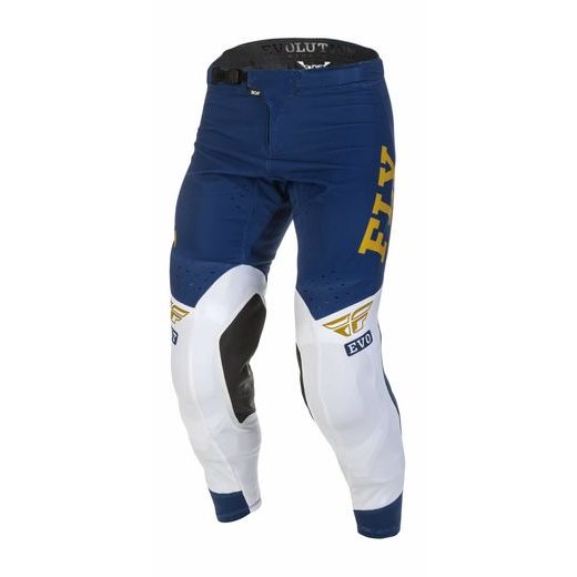 NOHAVICE EVOLUTION DST, FLY RACING - USA 2022 (MODRÁ/BÍLÁ/ZLATÁ)