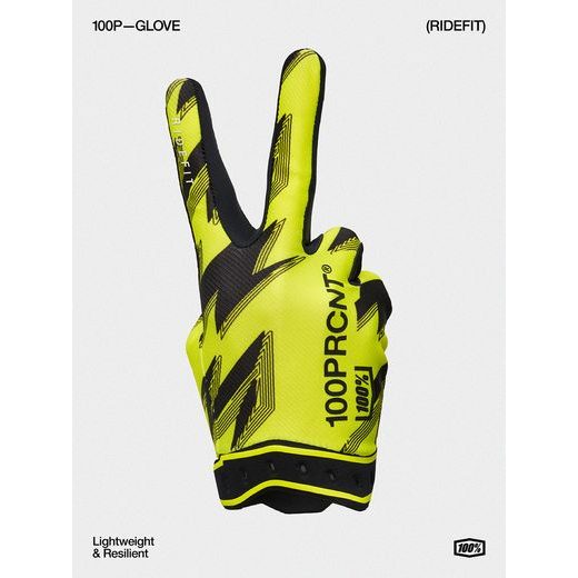 RUKAVICE RIDEFIT, 100% - USA (FLUO ŽLUTÁ/ČERNÁ)