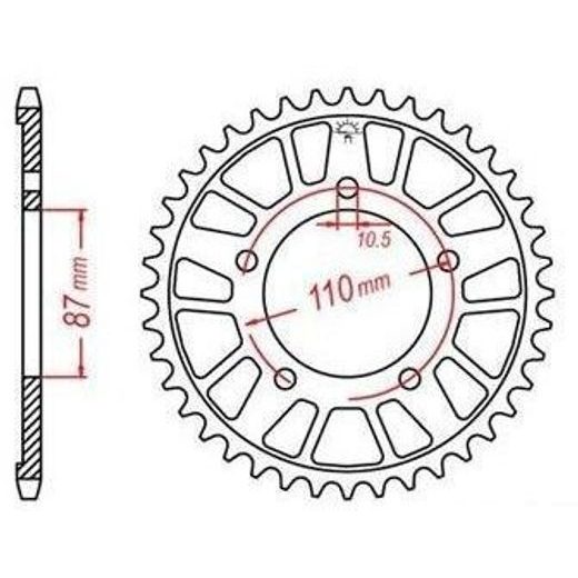 DURALOVÁ ROZETA PRE SEKUNDÁRNE REŤAZY TYPU 525, JT - ANGLICKO (42 ZUBOV)
