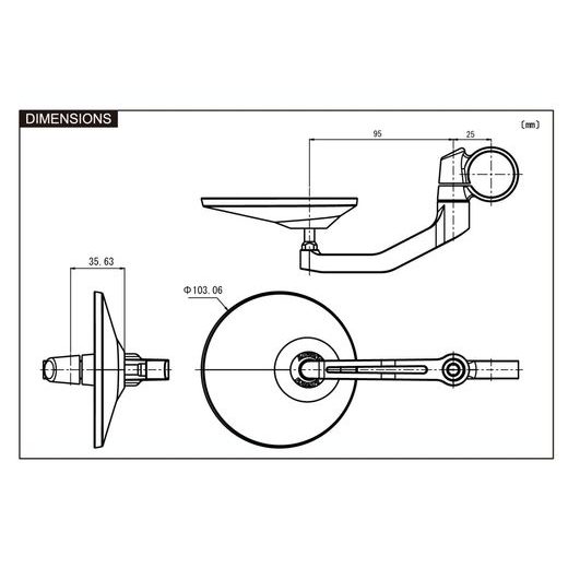 SPÄTNÉ ZRKADLO UNIVERZÁLNY DO KONCOV RIADIDIEL D-MIRROR-3, DAYTONA