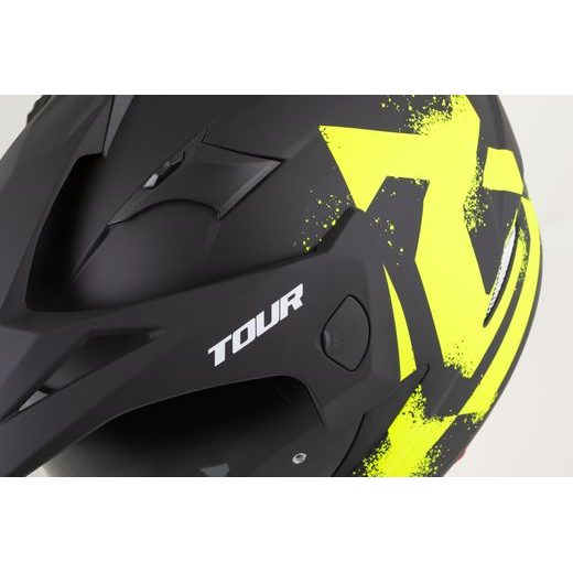PRILBA TOUR 2.0 CREW, CASSIDA (ČIERNA MATNÁ/ŽLUTÁ FLUO, PLEXI S PRÍPRAVOU PRE PINLOCK) 2026
