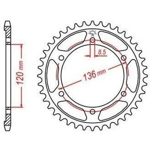 OCEĽOVÁ ROZETA PRE SEKUNDÁRNE REŤAZY TYPU 428, JT - ANGLICKO (55 ZUBOV)