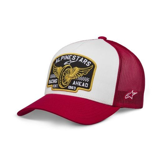 ŠILTOVKA HERITAGE PATCH TRUCKER, ALPINESTARS (BÍLÁ/ČERVENÁ)