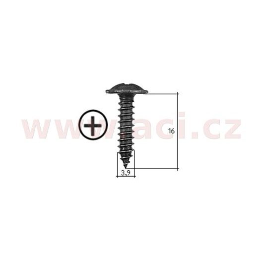 SAMOŘEZNÝ KŘÍŽOVÝ VRUT ČERNÝ POZINK FE (SADA 20 KS) (3,9 MM, 16 MM)