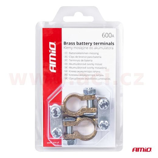 MOSAZNÉ BATERIOVÉ SVORKY 17.5 MM + A 15.9 MM - (PÁR 2 KS)