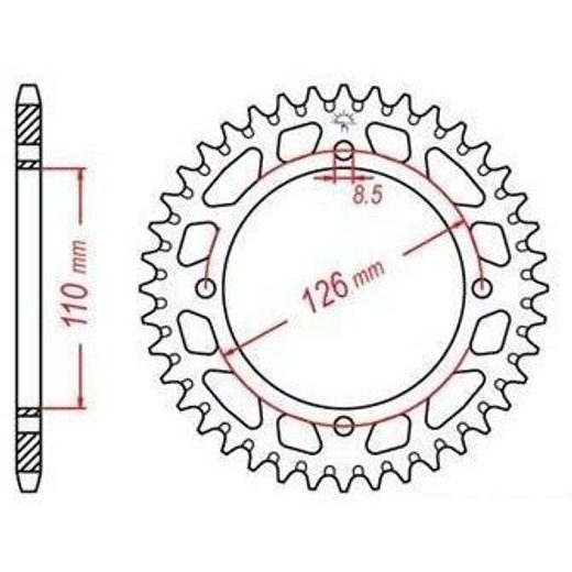 DURALOVÁ ROZETA PRE SEKUNDÁRNE REŤAZY TYPU 420, JT - ANGLICKO (46 ZUBOV)
