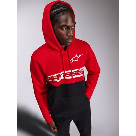 MIKINA PARALLEL HOODIE, ALPINESTARS (ČERVENÁ/ČERNÁ)