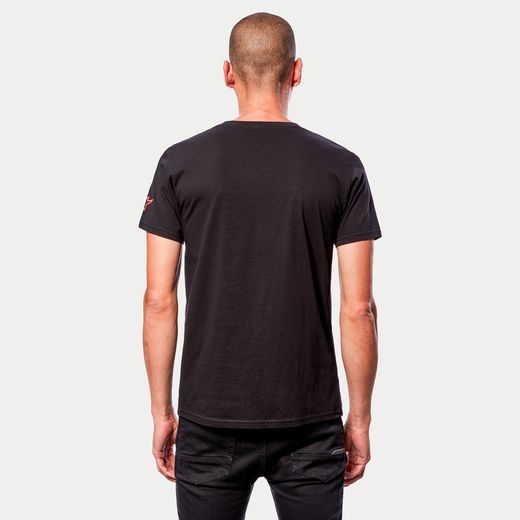 TRIKO LINEAR WORDMARK TEE, ALPINESTARS (ČERNÁ/ČERVENÁ FLUO)