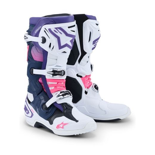 TOPÁNKY TECH 10, ALPINESTARS (BÍLÁ/FIALOVÁ/MODRÁ/RŮŽOVÁ FLUO) 2026