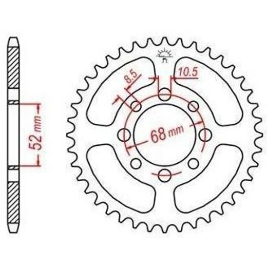 OCEĽOVÁ ROZETA PRE SEKUNDÁRNE REŤAZY TYPU 428, JT - ANGLICKO (36 ZUBOV)