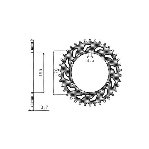 OCEĽOVÁ ROZETA PRE SEKUNDÁRNE REŤAZY TYPU 530, BRAKING (43 ZUBOV)