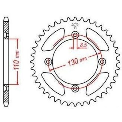 OCEĽOVÁ ROZETA PRE SEKUNDÁRNE REŤAZY TYPU 420, JT - ANGLICKO (47 ZUBOV)