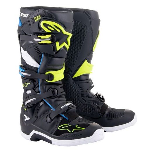 TOPÁNKY TECH 7, ALPINESTARS (ČERNÁ/BÍLÁ/ŽLUTÁ FLUO/TMAVĚ MODRÁ) 2024