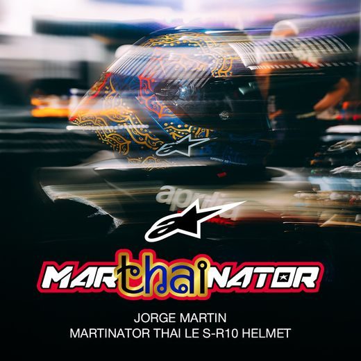 PRILBA SUPERTECH R10 MARTHAINATOR LIMITOVANÁ EDÍCIA JORGE MARTIN, ALPINESTARS (MODRÁ PERLEŤ/ZLATÁ/ČERVENÁ) 2026