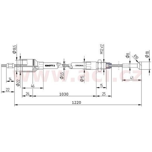 LANOVOD BRZDOVÝ KNOTT 1030/1220 MM RYCHLOMONT. (S ČOČKOU) ORIGINÁL