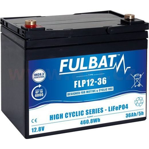 LÍTIOVÁ BATÉRIE& LIFEPO4& FLP12-36& FULBAT 12,8V, 36AH, 461WH, HMOTNOSŤ 4,2 KG, 195X130X162