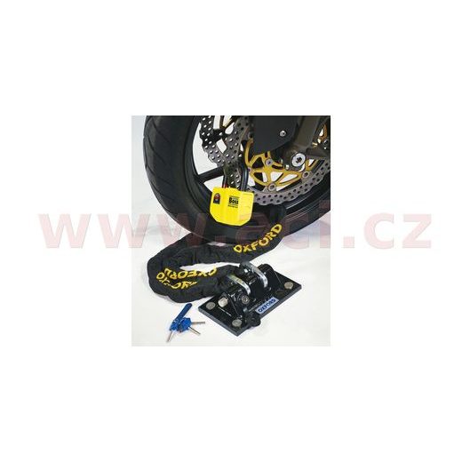 ZÁMOK KOTÚČOVÉ BRZDY BOSS ALARM, OXFORD (INTEGROVANÝ ALARM, PRIEMER ČAPU 14 MM, ŽLTÝ)