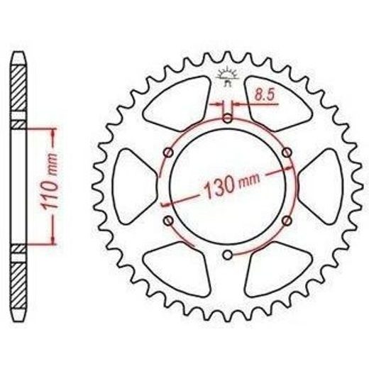 OCEĽOVÁ ROZETA PRE SEKUNDÁRNE REŤAZY TYPU 520, JT - ANGLICKO (45 ZUBOV)