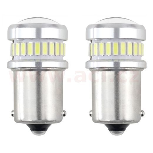LED 12/24V 24XSMD 3014 + 6X SMD 3030 BÍLÁ 5600K BA15S CAN-BUS SADA 2 KS