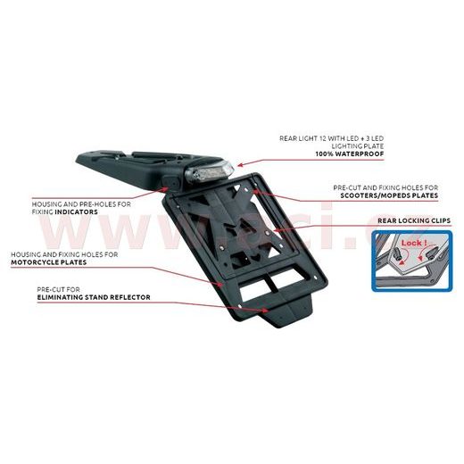 LED SVETLO ZADNÉ UNI VRÁTANE DRŽIAKU RZ (30°), RTECH (ČIERNE)